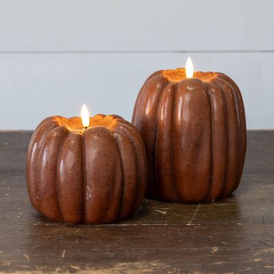Bronze 3D Flame Pumpkin Candle 4.5”