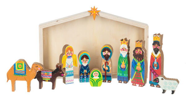 Nativity Scene w/Creche 11 pc Set