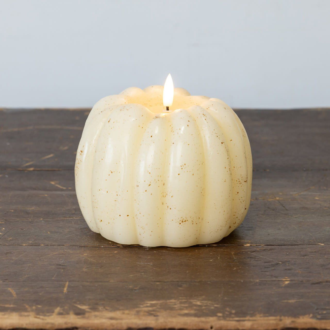Cream 3D Flame Pumpkin Candle 4.5”