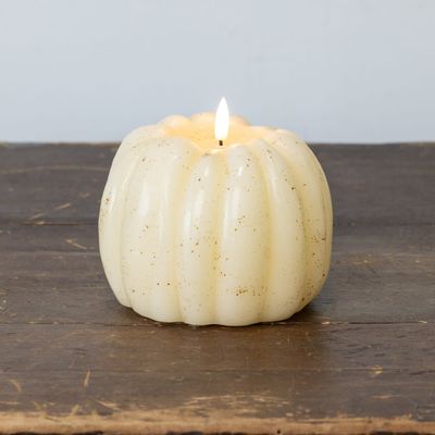 Cream 3D Flame Pumpkin Candle 4.5”