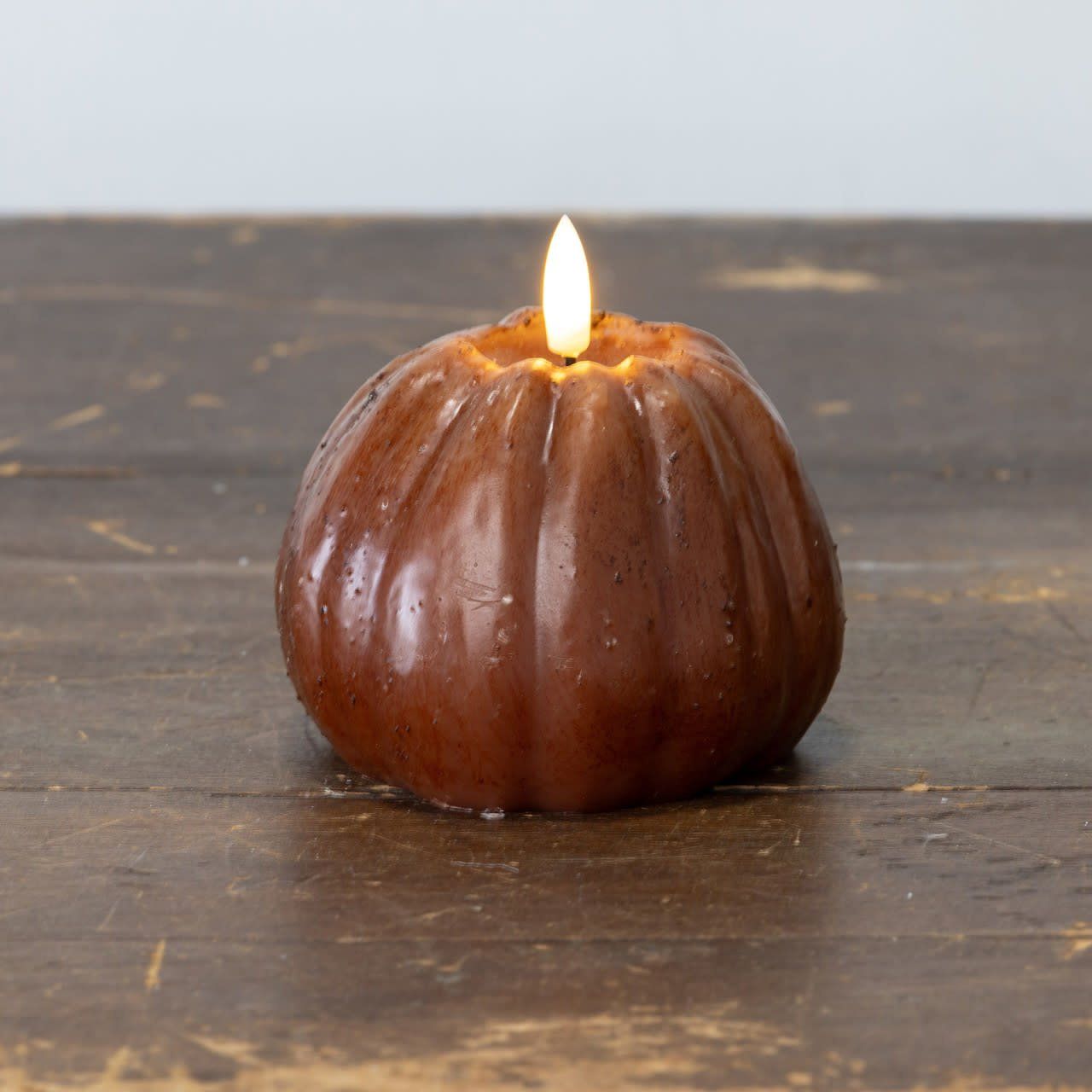 Bronze 3D Flame Tall Pumpkin Candle 3.25”