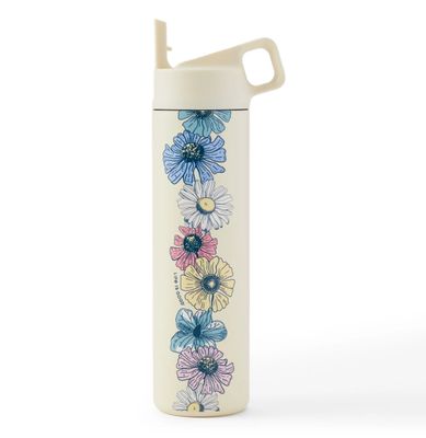 Detailed Row of Wildflowers 20 oz Straw
