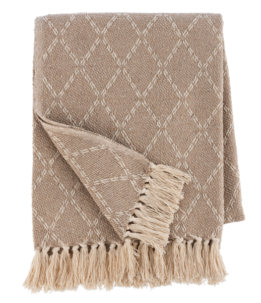 Natural Oversized Diamond Woven Throw 50x60
