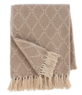 Natural Oversized Diamond Woven Throw 50x60
