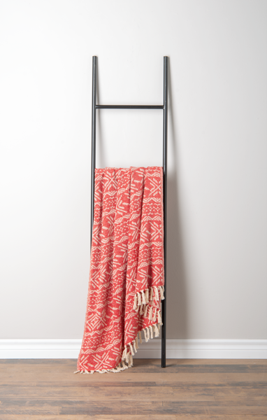 Red &amp; Natural Snowflake Woven Throw