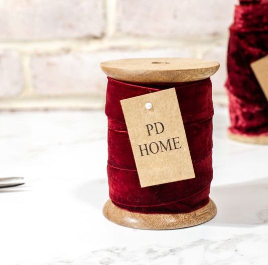 Dark Red Velvet Ribbon Spool, 25MM x 10 Yds
