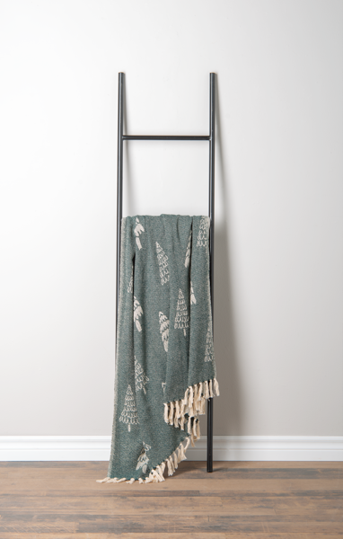 Green &amp; Natural Tree Pattern Woven Throw