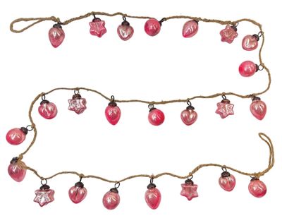 Embossed Recycled Mercury Glass Ornament Garland with Jute Cord