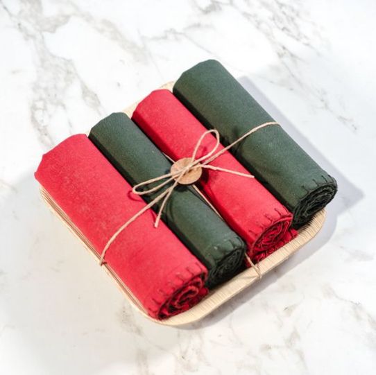 Green &amp; Red Towel Set- 4 Pc