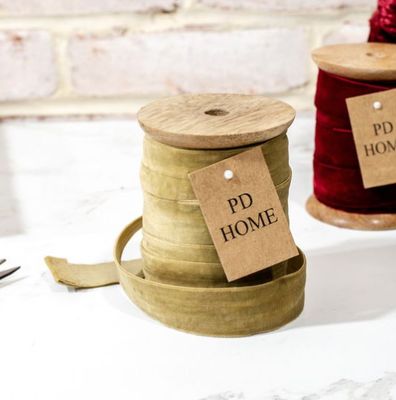 Gold Velvet Ribbon Spool, 25MM x 10 Yds