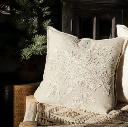Beige Snowflake Pillow 20x20