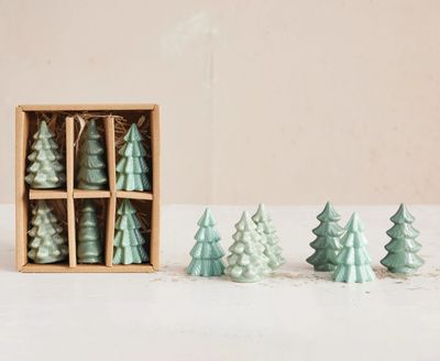 Stoneware Trees, Green, Boxed Set of 6, 2-1/2”H