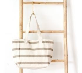 Taupe Stripe Beach Bag 9”