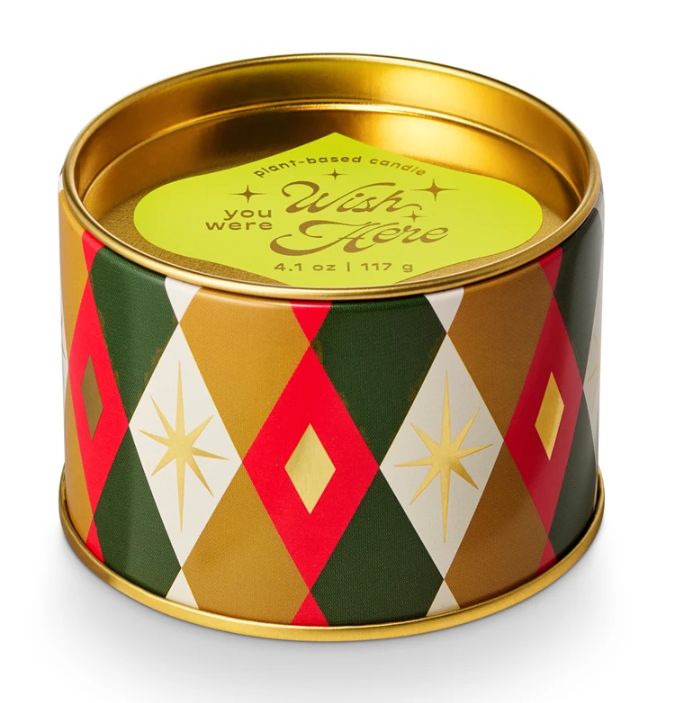 Wish You Were Here Hotel Tin Candle