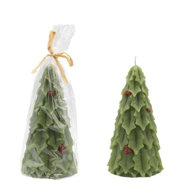 Unscented Tree Shaped Candle with Holly