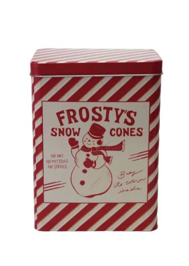 Decorative Metal Box with Vintage Snowman Image &amp; Lid