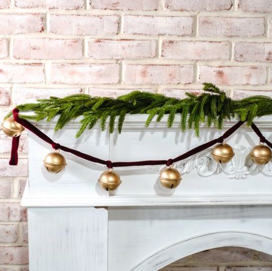Gold Bell Red Velvet Garland 60”