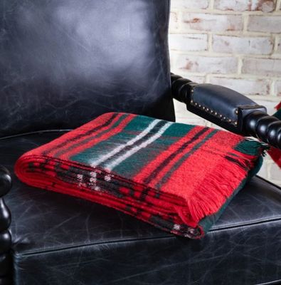 Red Tartan Plaid Fringe Throw 50x60