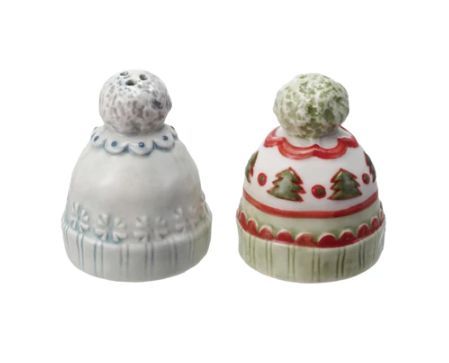 Stoneware Hat Shaped Salt &amp; Pepper Shakers, Set of 2