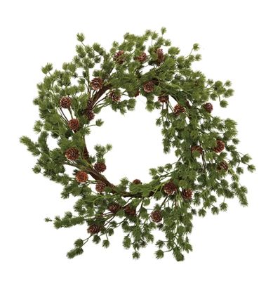 Round Faux Frasier Fir Wreath with Pinecones, 22”