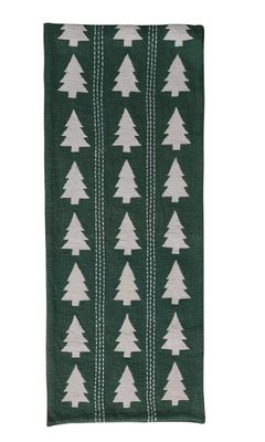 Table Runner with Trees Pattern, Embroidery &amp; Stitching, Green