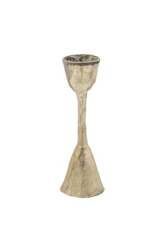 Hand-Forged Metal Taper Holder, Antique Silver Finish, 5”
