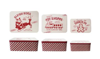 Decorative Metal Boxes with Vintage Holiday Images on Lids