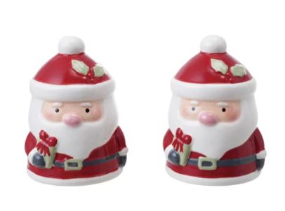 Hand-Painted Ceramic Santa Shaped Salt &amp; Pepper Shakers, Set of 2
