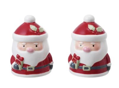 Hand-Painted Ceramic Santa Shaped Salt &amp; Pepper Shakers, Set of 2