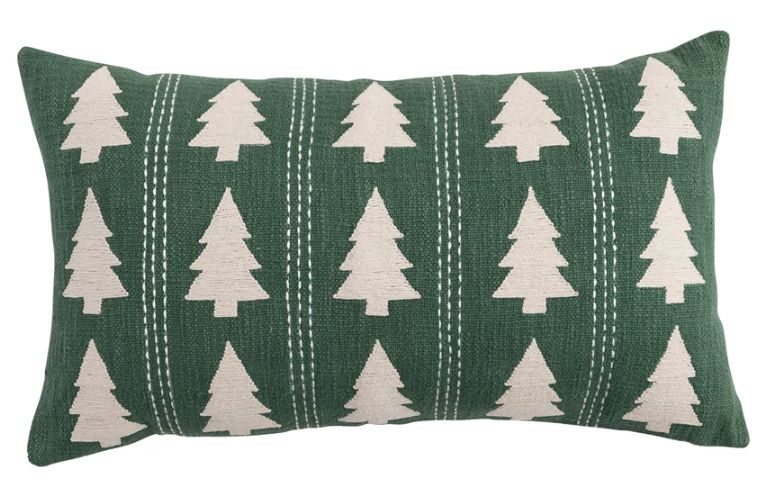 Lumbar Pillow with Trees Pattern, Embroidery &amp; Stitching, 24&quot;L x 14”H