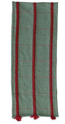 Woven Recycled Blend Table Runner with Braid Embroidery &amp; Fringe