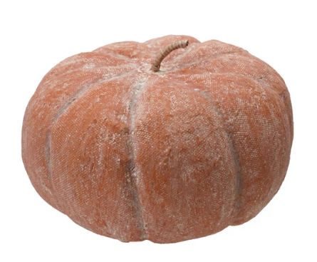 Metal &amp; Paper Mache Pumpkin, Distressed Finish, Orange Color, 8-1/4&quot; Round x 7”H