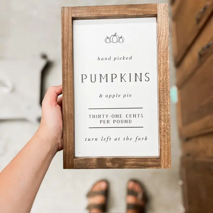 Hand Picked Pumpkins 8 x 12 White / Dark Walnut