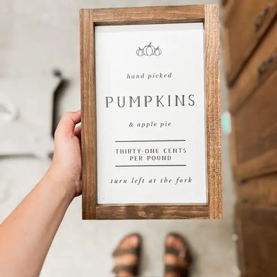 Hand Picked Pumpkins 8 x 12 White / Dark Walnut
