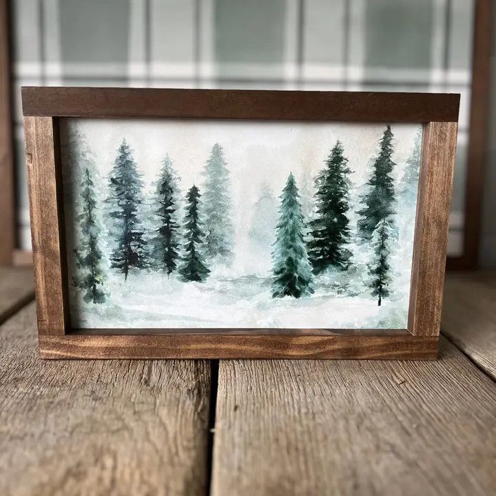 Evergreens Landscape 25x17 Dark Walnut