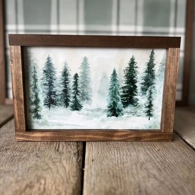Evergreens Landscape 12x8 Light Oak