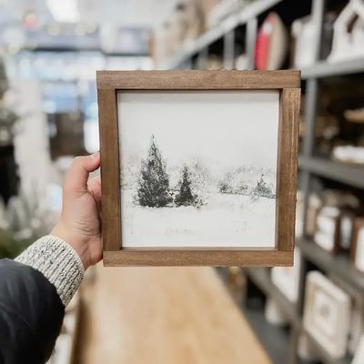 Winter Landscape 9x9 Dark Walnut