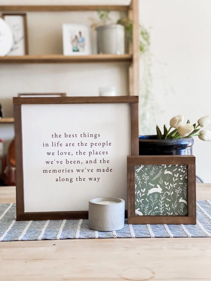 The Best Things in Life 9 x 9 White / Dark Walnut