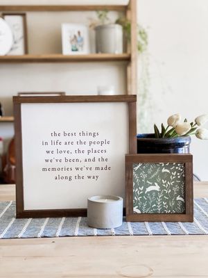 The Best Things in Life 9 x 9 White / Dark Walnut