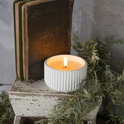 3D Flame Ribbed Cement Candle 2.25”