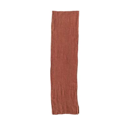 Orange Stonewashed Linen Table Runner