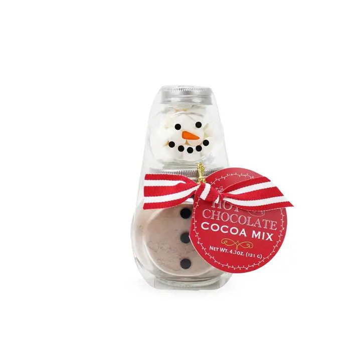 Snowman Cocoa Stacked Glass Jar Set Striped Scarf