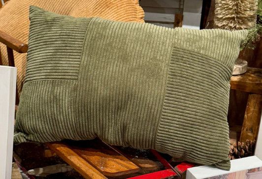 Evergreen Corduroy Pillow 18x12”