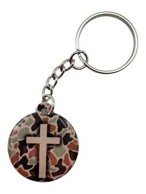 River Rock Camo + Cross Keychain