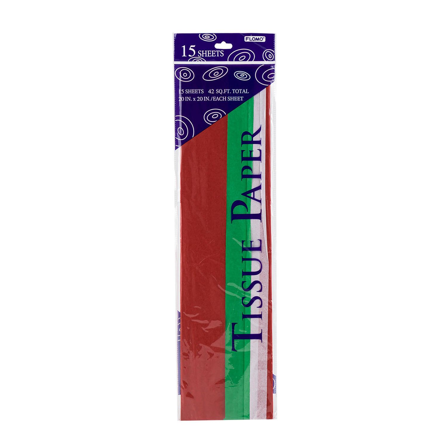 Christmas Colors Tissue Paper Sheets 15 pk