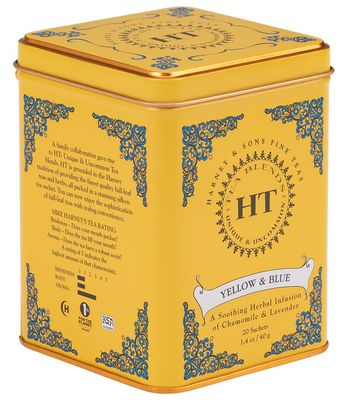 Yellow and Blue Tea  Tin