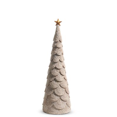 Whitewash Scalloped Pattern Woven Tree 15&quot;