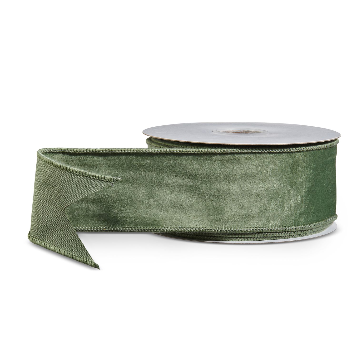Green Velvet Wired Ribbon 2.5&quot; x 10 Yds