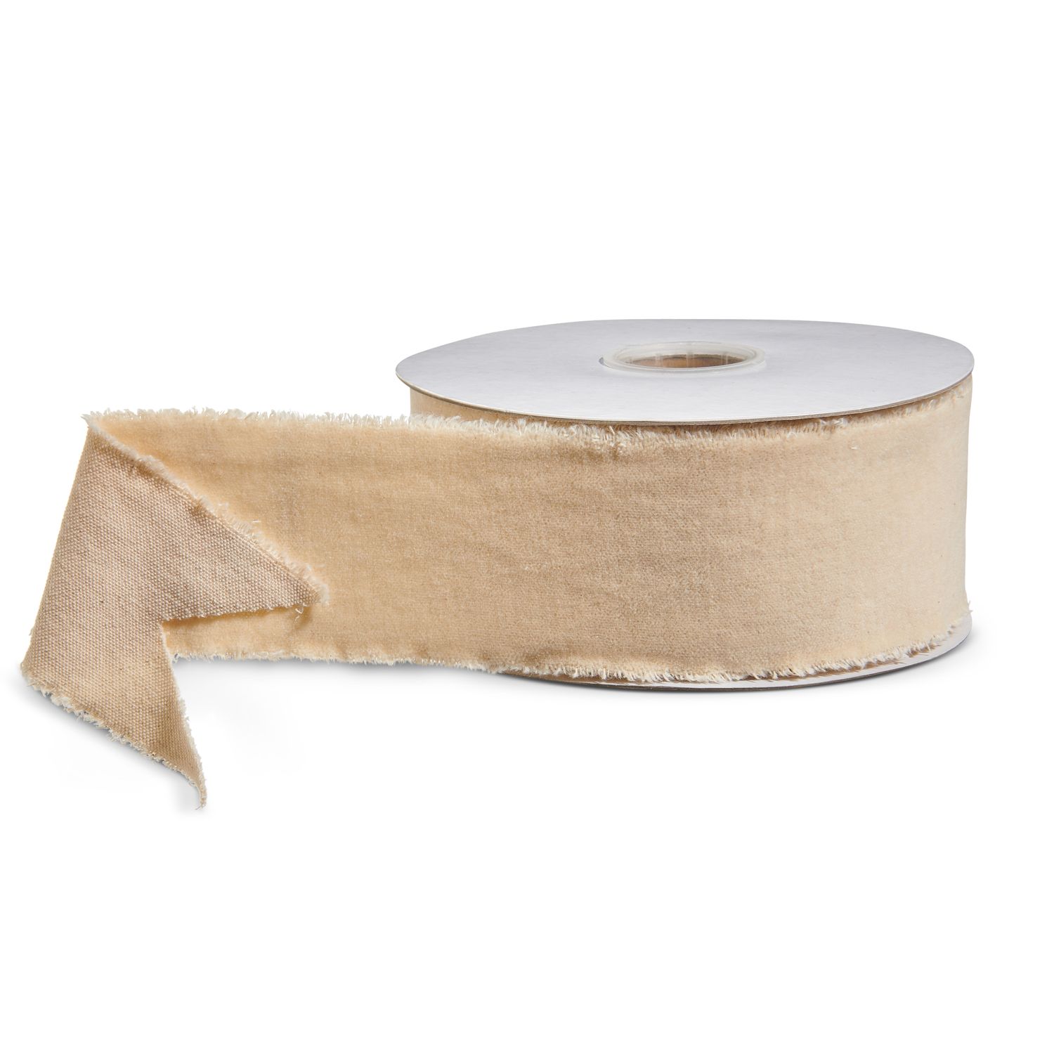Ivory Torn Edge Velvet Unwired Ribbon 2.5&quot; x 10 Yds
