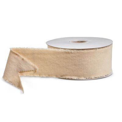 Ivory Torn Edge Velvet Unwired Ribbon 2.5&quot; x 10 Yds